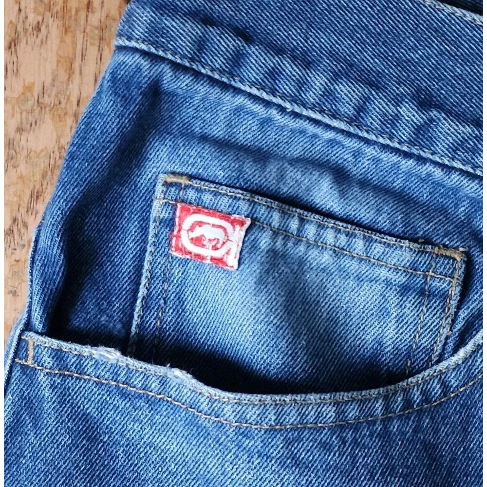 Ecko Shorts Men 34 Jorts Denim Jean Distressed 5 Pocket Streetwear Hip Hop Cargo